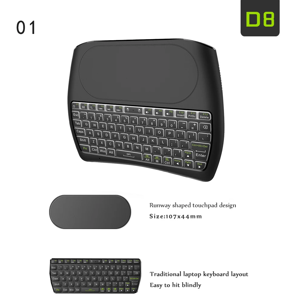 Mecool подсветка D8 клавиатура Английский 2,4 ГГц Беспроводная мини клавиатура Air mouse тачпад контроллер для Android tv BOX