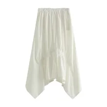 Женская летняя длинная юбка миди, плиссированные милые юбки, свободные элегантные Асимметричные повседневные белые юбки# B