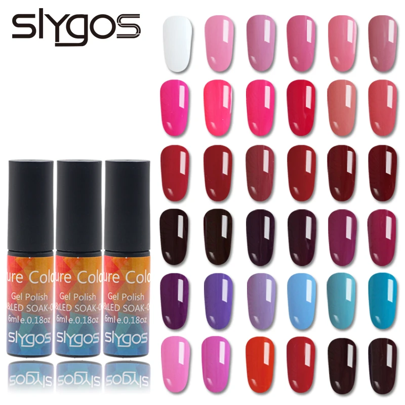 

SLYGOS 6ML Portable Soak Off UV Gel Polish Nail Art Long Lasting Pure Color Gels Varnish Manicure Pedicure Nails Tool