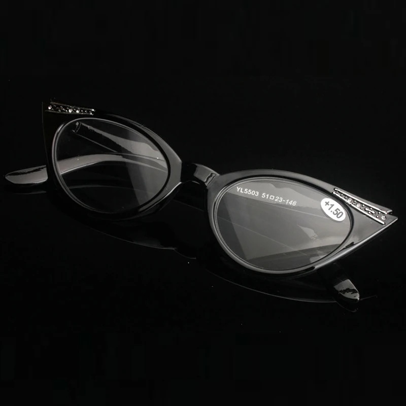 Женские очки для чтения, новинка, фиолетовая смола, линзы для пожилых людей, зеркало, удобная пластиковая оправа, материал телескопа+ 1,0 To3.5 R037 - Цвет оправы: Black