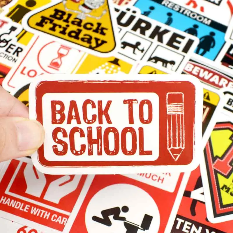 50 PCS Signs Stickers Danger Warning Banning Reminder Decor Sticker to DIY Car Laptop Motorcycle Suitcase Fridge Guitar Notebook (4)