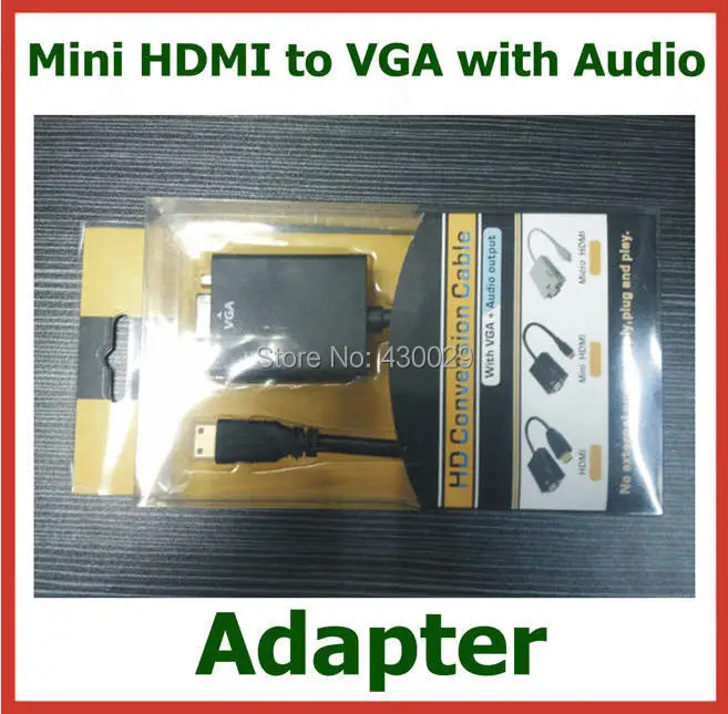 200 шт. Mini HDMI к VGA с аудио адаптер Mini HDMI мужчин и VGA Женский Конвертер Разъем мм с 3,5 мм аудио кабель DHL Оптовая