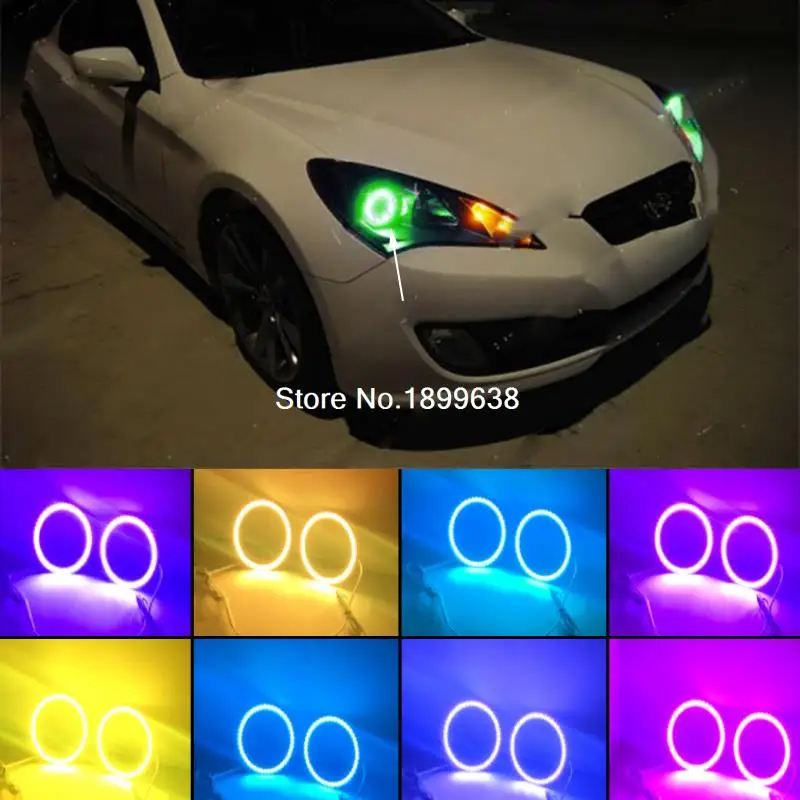 

Super bright 7 color RGB LED Angel Eyes Kit with a remote control car styling for Hyundai Genesis Coupe 2010 2011 2012 2013 2014