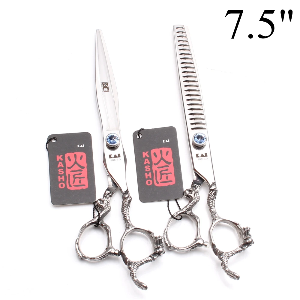 

7.5In. 21cm KASHO JP 440C Hairdresser For Pets Grooming For Dogs Cutting Shears Thinning Scissors Pro Animal Hair Scissors H9006