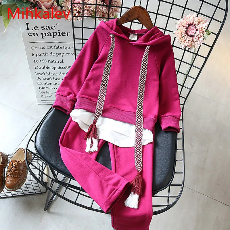 

Mihkalev baby girl clothes set 2018 spring girls 2pcs sport suit tshirt and pants children tracksuit for kids clothing sets