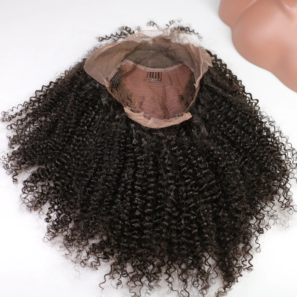 KL 4B 4C полностью кружевные парики бразильские волосы remy 180 предварительно выщипанные афро кудрявые человеческие волосы кружевные парики с детскими волосами отбеленные узлы