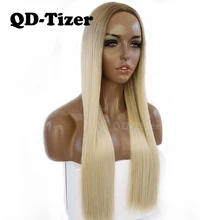 QD-Tizer длинный прямой парик шелковистый мягкий синтетический парик бесклеевой термостойкий Омбре коричневый блонд цвет парики для черных женщин