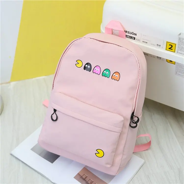 Корейский и японский консервативный стиль милый мультфильм холст розовый черный ноутбук путешествия рюкзаки повседневная школьная сумка для девочек-подростков рюкзак - Цвет: Розовый