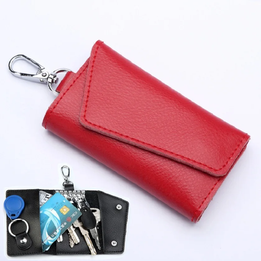 

2018 Unisex 100% Genuine Leather Key Holder Wallet Solid Keys Organizer Bag Key Wallet Car Housekeeper Wallet Card Holder #C2