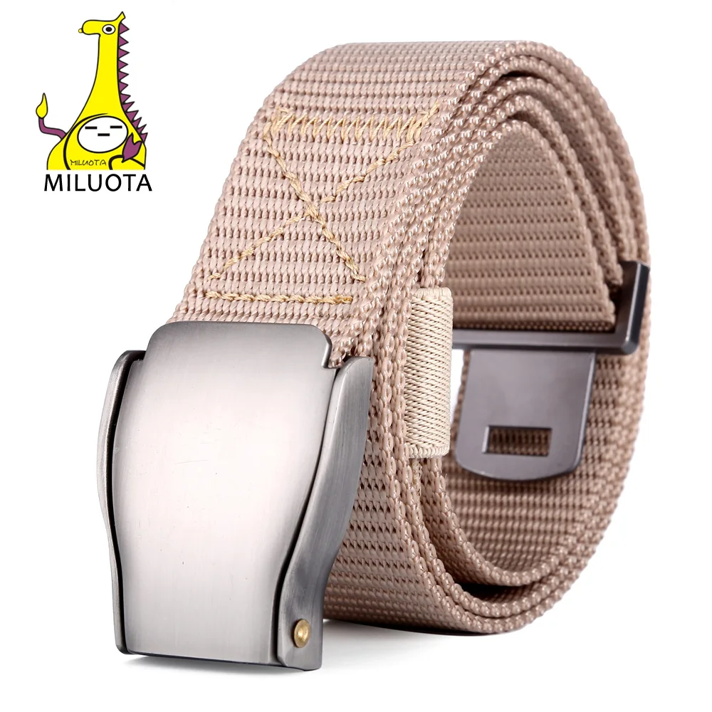 

[MILUOTA] Military Belt Men's Canvas Belt with Automatic Buckle Cintos cinturon Tactical Thicken Belts for Men MU074