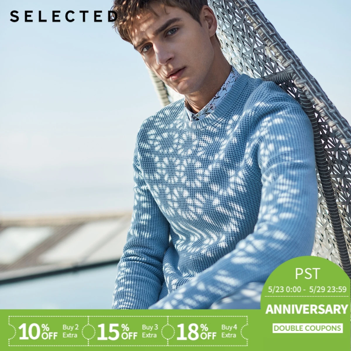 

SELECTED, the solid color round collar men Knit S | 418124533