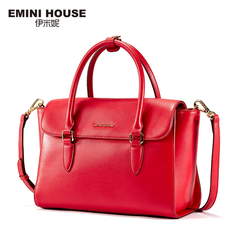 EMINI HOUSE Split Leather Shoulder Bags Classic Trapeze Bag Women Messenger Bag Luxury Handbags Women Bags Designer