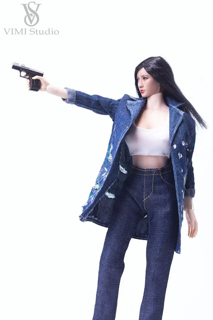 

1/6 scale female clothes model vimi VS047 Casual denim jacket Denim jeans model for 12'' soldier action figure