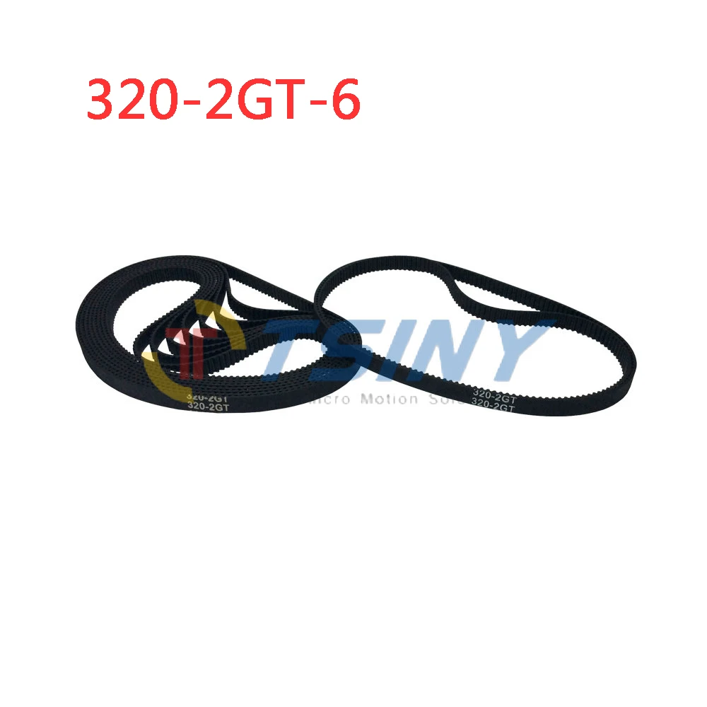 

POWGE GT2 Timing Belt L=320mm W=6mm 160 Teeth in Closed Loop Color Black Pack of 10pcs