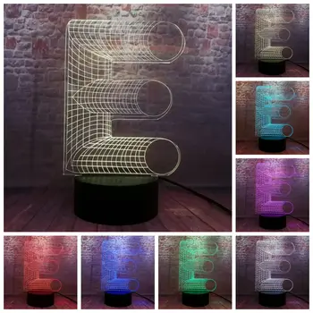 

Flash Letter E Model 3D Illusion Nightlight LED 7 Colors Change Light Desk Light-up Toys