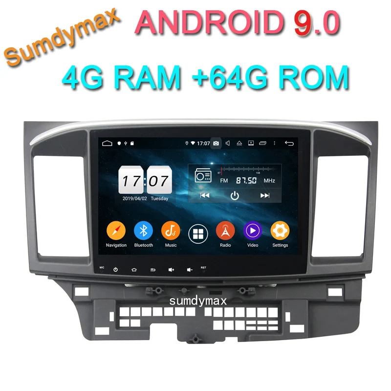Discount 10.1"big touch screen android 9.0 car auto radio gps for Mitsubishi Lancer 2008-2015 with gps navigation octa core 4G 64G ROM 0
