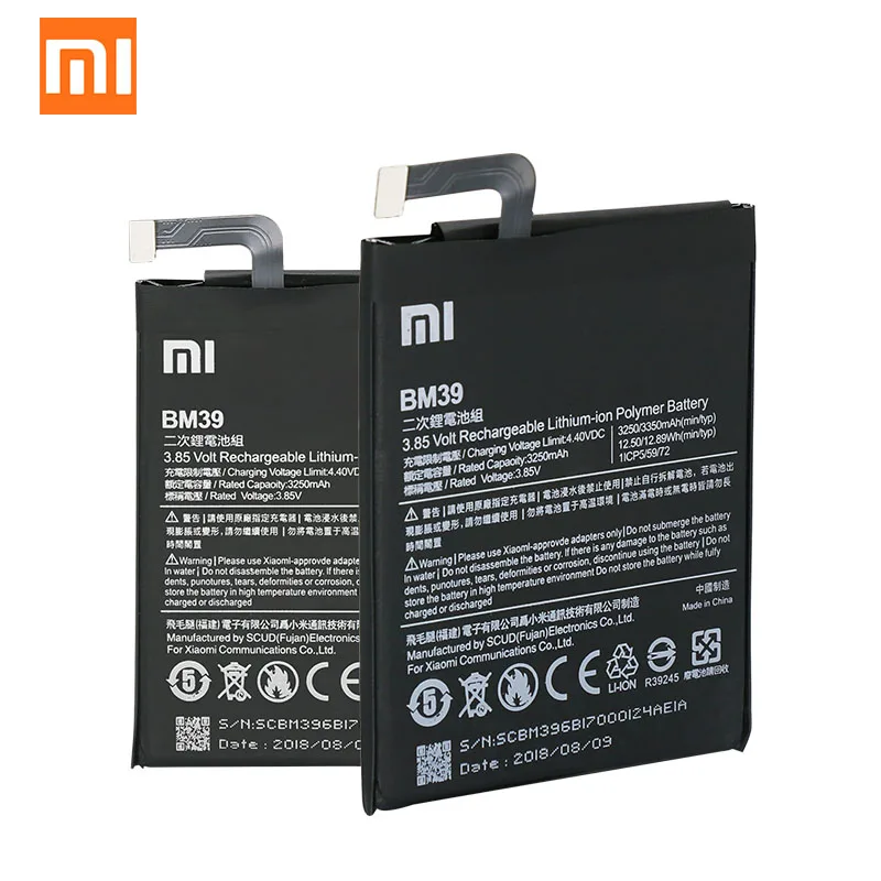 Оригинальный аккумулятор Xiaomi 6 BM39 3350 мАч для Mi Mi6 высококачественный Сменный