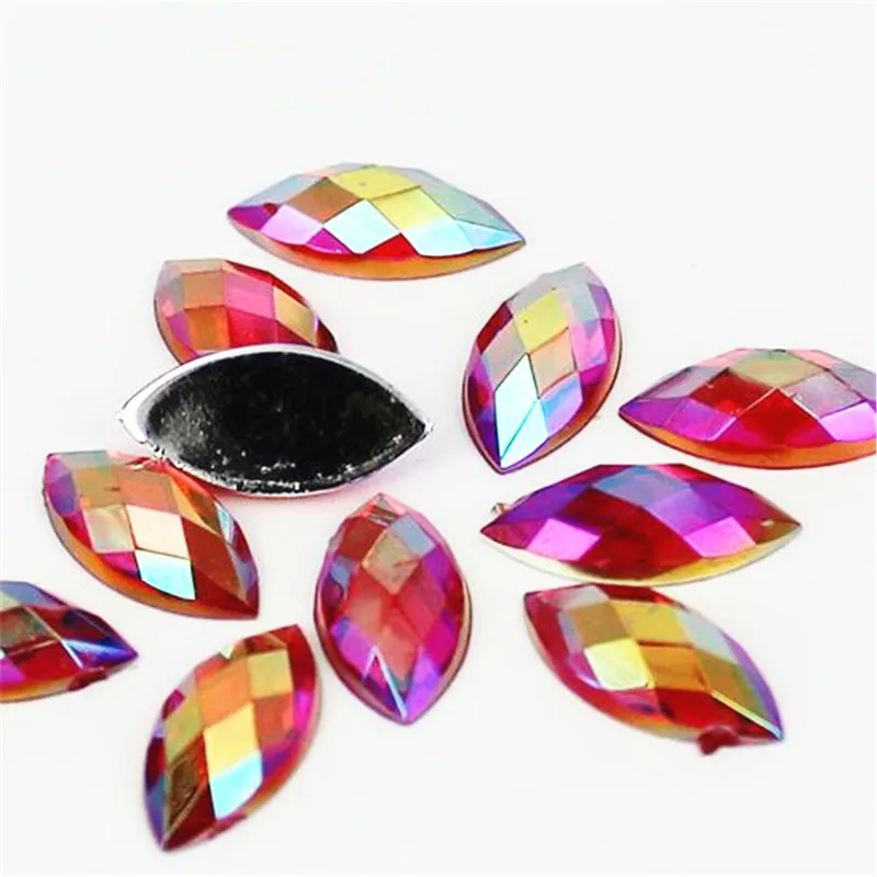 4x8MM 1000Pcs High Quality AB Crystal Flat Back Horse Eye Shape Resin Rhinestone 3D Charm DIY Nail Art Jewelry Decoration - Цвет: 2