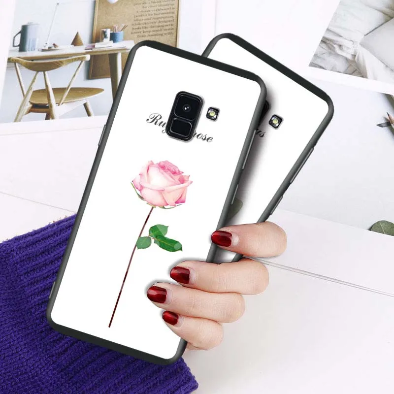 Cute Tempered Glass Case For Samsung Galaxy A5 A6 A7 A8 2018 A6plus A8plus A8star A9star S7 Edge Cases Soft TPU Cover |