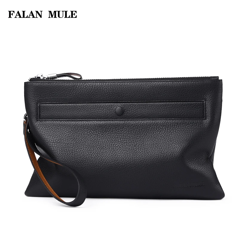 

FALAN MULE Brand Genuine Leather Men Clutch Bag Business Handbag