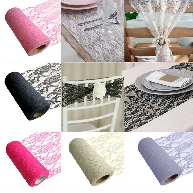 

15*10cm Tulle Wedding Decoration Party Supplies Craft Roll Organza Mesh Element Table Runner Mariage Party Decoration Sticker