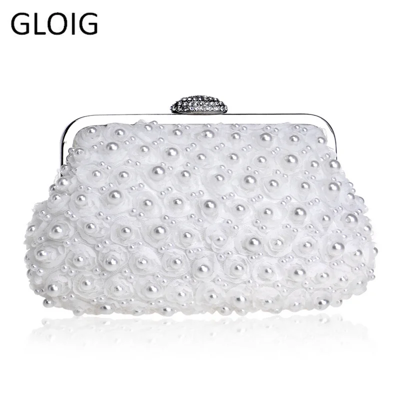  GLOIG Clutch women bags beaded evening bags pearl evening bags shell wedding bridal evening dress p - 32312373503