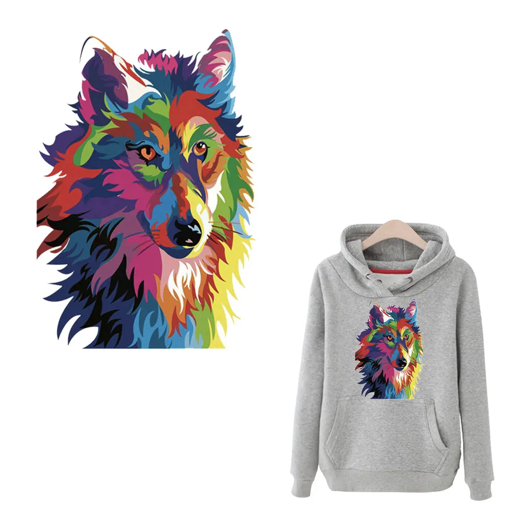 

heat press iron-on patches personality wolf patch animal household iron sticker transfer diy decoration appliqued for coat
