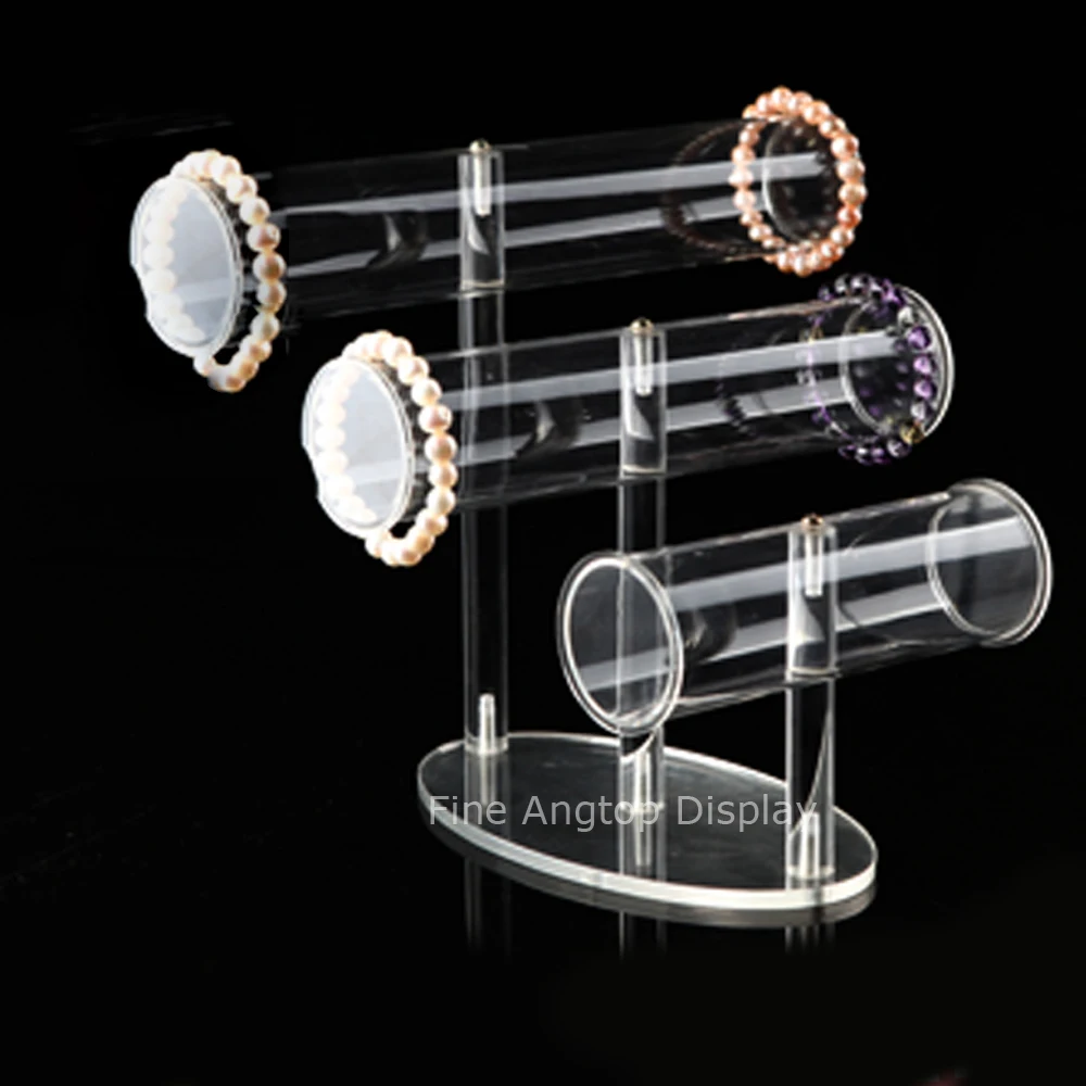 3 Tier Clear Acrylic T Bar Bracelet Necklace Jewelry Displays Props