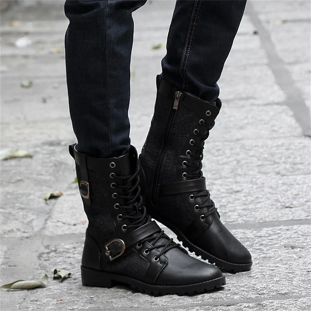 Зимние ботинки мужские кожаные ботинки мужская обувь с высоким берцем г. Зимняя обувь с круглым носком, туфли на шнурках на каждый день, большие размеры 39-44