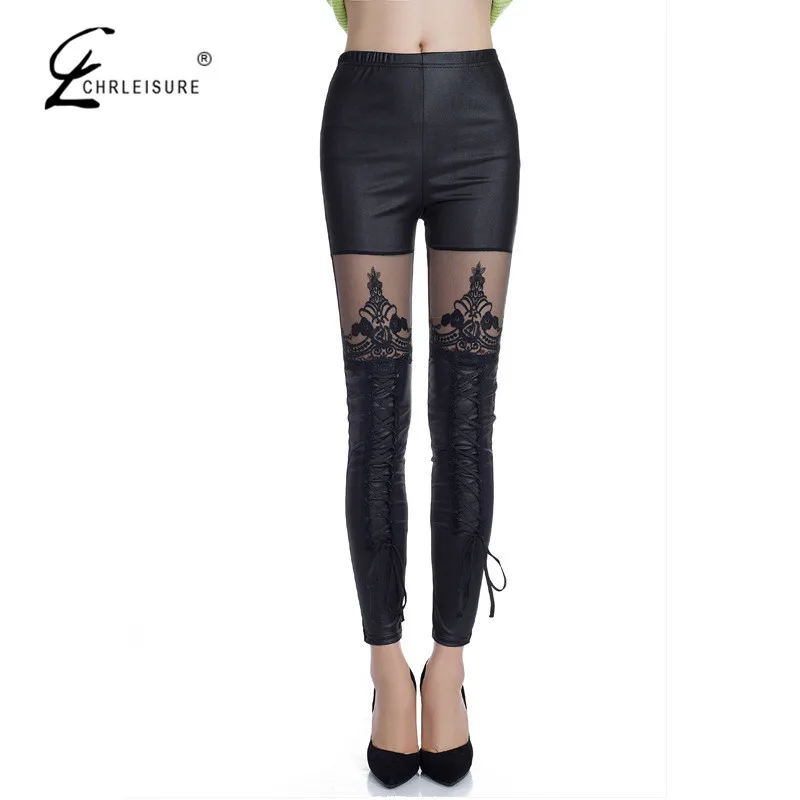 CHLEISURE S XL женская Sexy Кружева Лоскутная Punk Rock Леггинсы Повседневная Leeging Calzas Deportivas