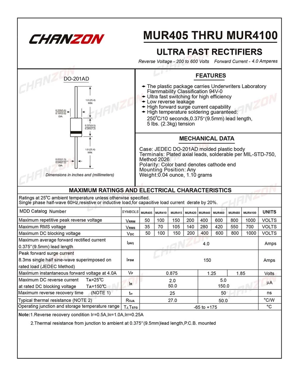 20 шт) MUR460 супер быстрое восстановление выпрямительного диода 4A 600 V 25-50ns DO-201AD(DO-27) осевой 4 ампер 600 вольт MUR 460/MUR460R