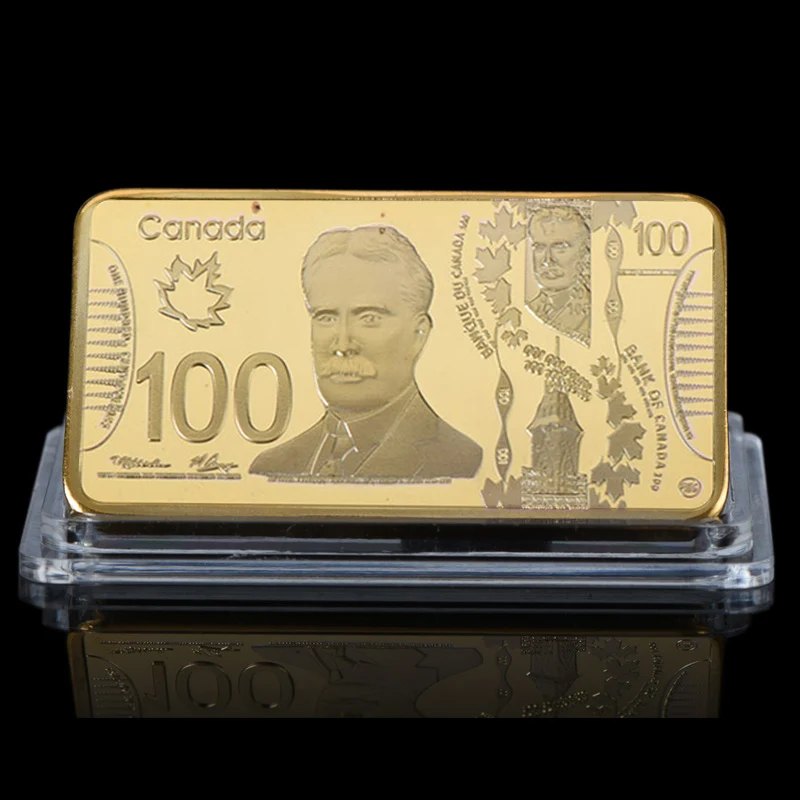 

WR Canada 100 24k Gold Banknote Home Decorative Golden Fake Bars Canada Gold Banknote Gift Bars Worth Collection