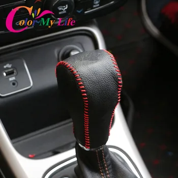 

Color My Life Car Leather Gear Head Shift Knob Cover Gear Shift Collars For Jeep Compass 2017 2018 Renegade 2015+ Accessories