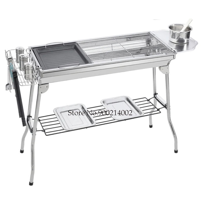 

Stainless steel folding grill Outdoor portable thickening smokeless outdoor barbecue charcoal grilling tool