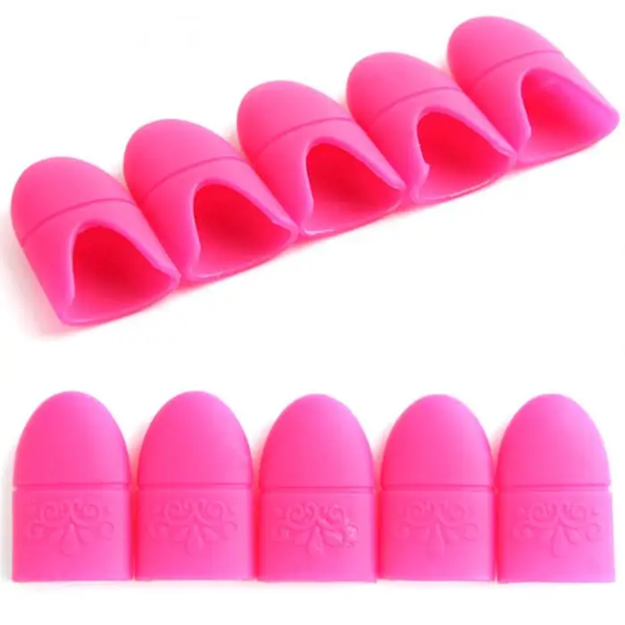 5 Pcs Nail Art Soak Off Cap Clip Elastic Silicone Tips UV Gel Polish Remover Wrap Reuseable Manicure Nails Cleaning Tool MSI-19