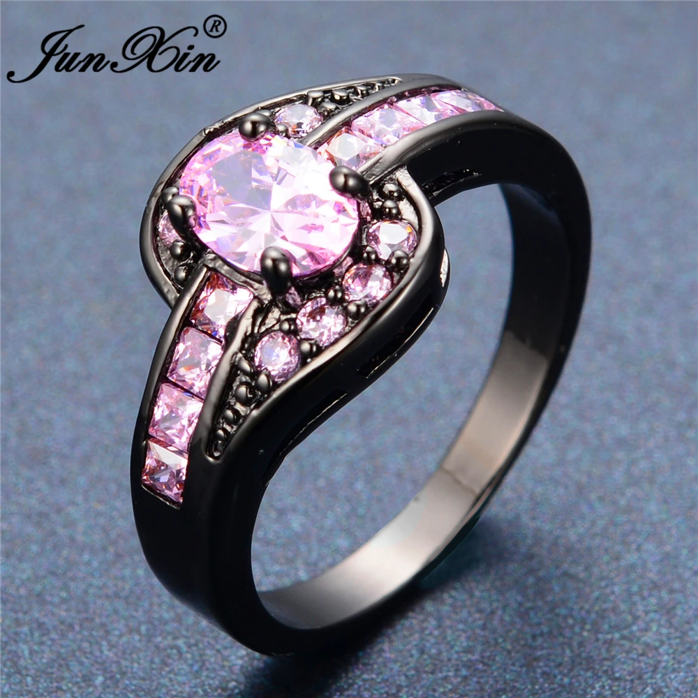 Pink gold rings for women black and white pockets