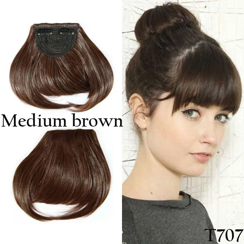 Short Front Neat Bangs Clip In Bang Fringe Hair Extensions