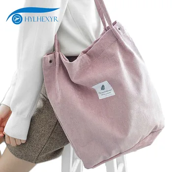

Hylhexyr Solid Corduroy Shoulder Bags Environmental Shopping Bag Tote Package Crossbody Bags Purses Casual Handbag For Women