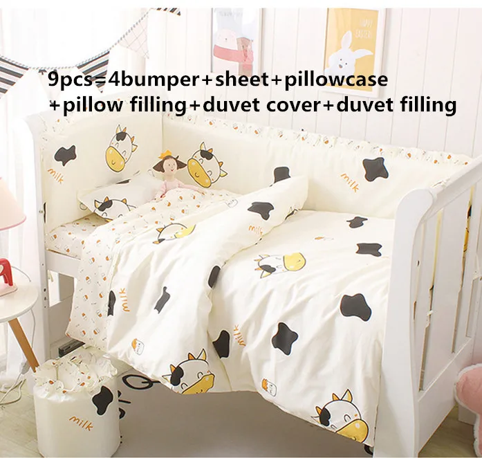 Baby Bedding 100% Soft Brushed Cotton Cot Size Duvet Quilt Cover Bedding Set 