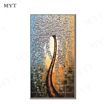 

Big sizes Wall Art picture beautiful money tree handpainted oil Painting On Canvas for Living Room Entrance home Decor frameless
