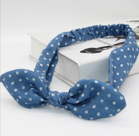 

New arrival women's blue dot hairbands girl's thin headwear fantasia bow summer hair accessories