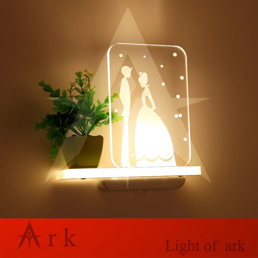 

Modern Creative Indoor Cartoon design lover Carved Acrylic 4w led Wall Sconce Wall Lights for Bedroom Aisle night light