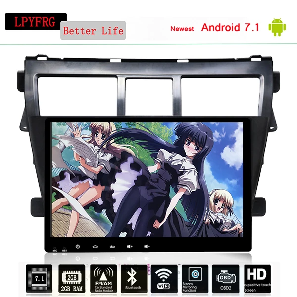 

Auto 2 Din Android 9.0 Audio Car DVD Player for Toyota Vios 2007 2008 - 2012 with Gps Navigation System Stereo Bluetooth Radio