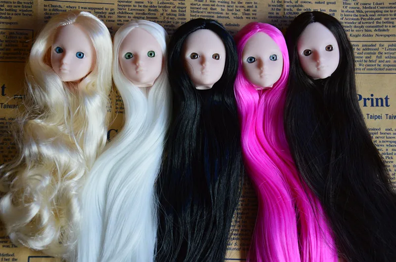 Отличное качество кукольная головка с цветными прямыми аксессуары для волос своими руками для куклы BJD голова кукла 1/6 голова для игрушка-подарок для девочки