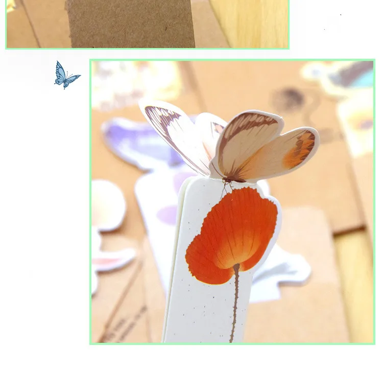 5 шт./лот с кавайным животным Закладка с бабочкой Бумага книга марка креативный декоративный Бумага карты школьные канцелярские принадлежности