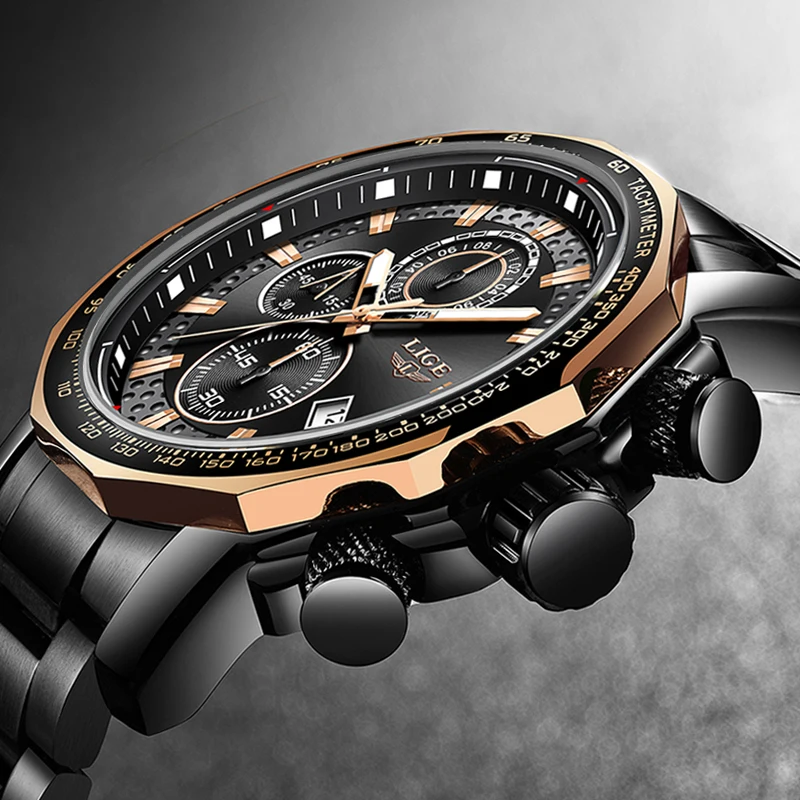 Relojes Новинка 2018 года LIGE модные для мужчин s часы Элитный бренд Бизнес Кварцевые