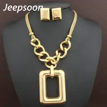 Модное ювелирное ожерелье с квадратными подвесками и серьгами из нержавеющей стали, набор для девочек и женщин Jeepsoon SEDHFTCI
