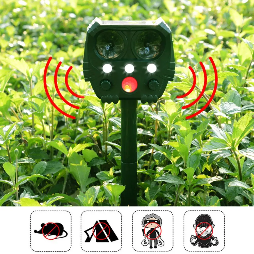 

Ultrasonic Wave LED Light Flash Repeller Solar Rat Snake Repellent Dispeller