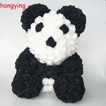 

roses bear giant panda Artificial flowers valentine A birthday present Creative rose gift wedding decoration .