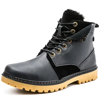 

Pop Tideing Waterproof Rubber Winter Shoes Men Boots Super Warm Snow Boots Leather Boots